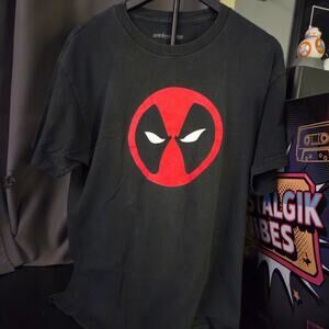 Deadpool Logo T-Shirt Mens Size Large Black Marvel Graphic Tee Short Sleeve L